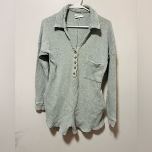 Urban Outfitters Sage Green Waffle Henley Pullover
